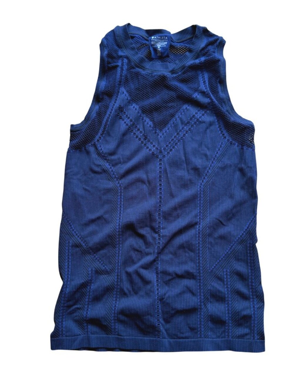 Athleta Women's Oxygen Tank Top Size M Navy Blue Seamless Mesh Performance Yoga